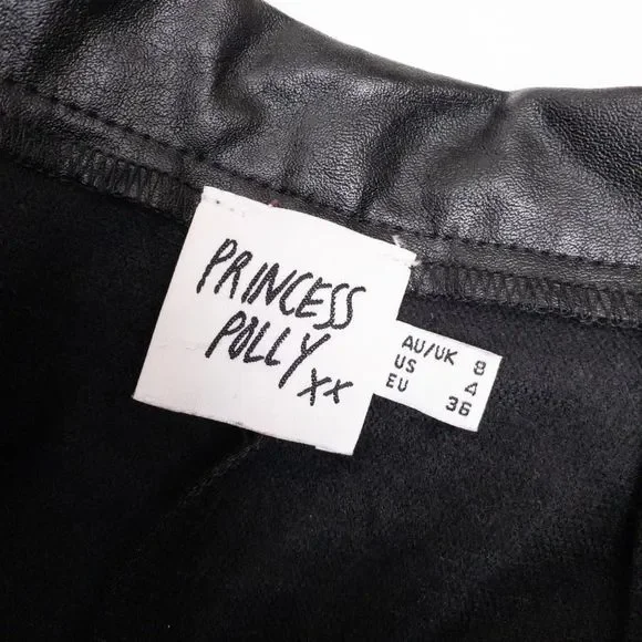 Princess Polly Encore Pants Vegan Leather Black Size 4 - Picture 3 of 10